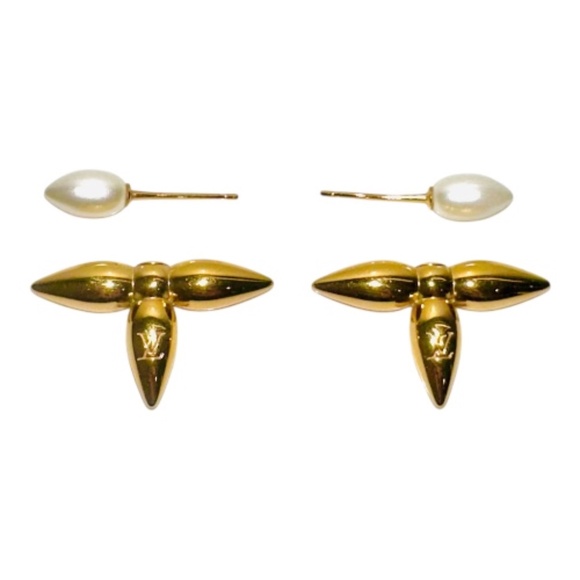 Louis Vuitton Louisette Macro Gold & Pearl Earrings - Picture 8 of 13